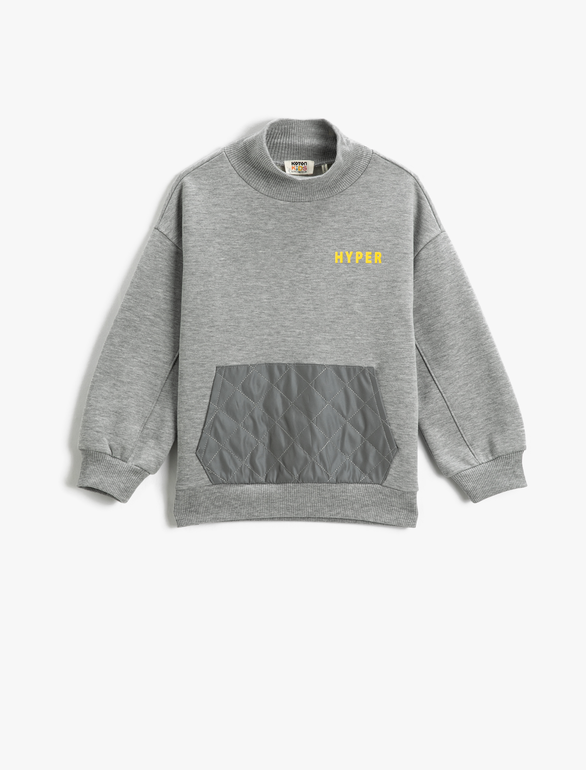 Erkek Çocuk Yarım Balıkçı Yaka Sweatshirt Kapitone Kanguru Cep Detaylı