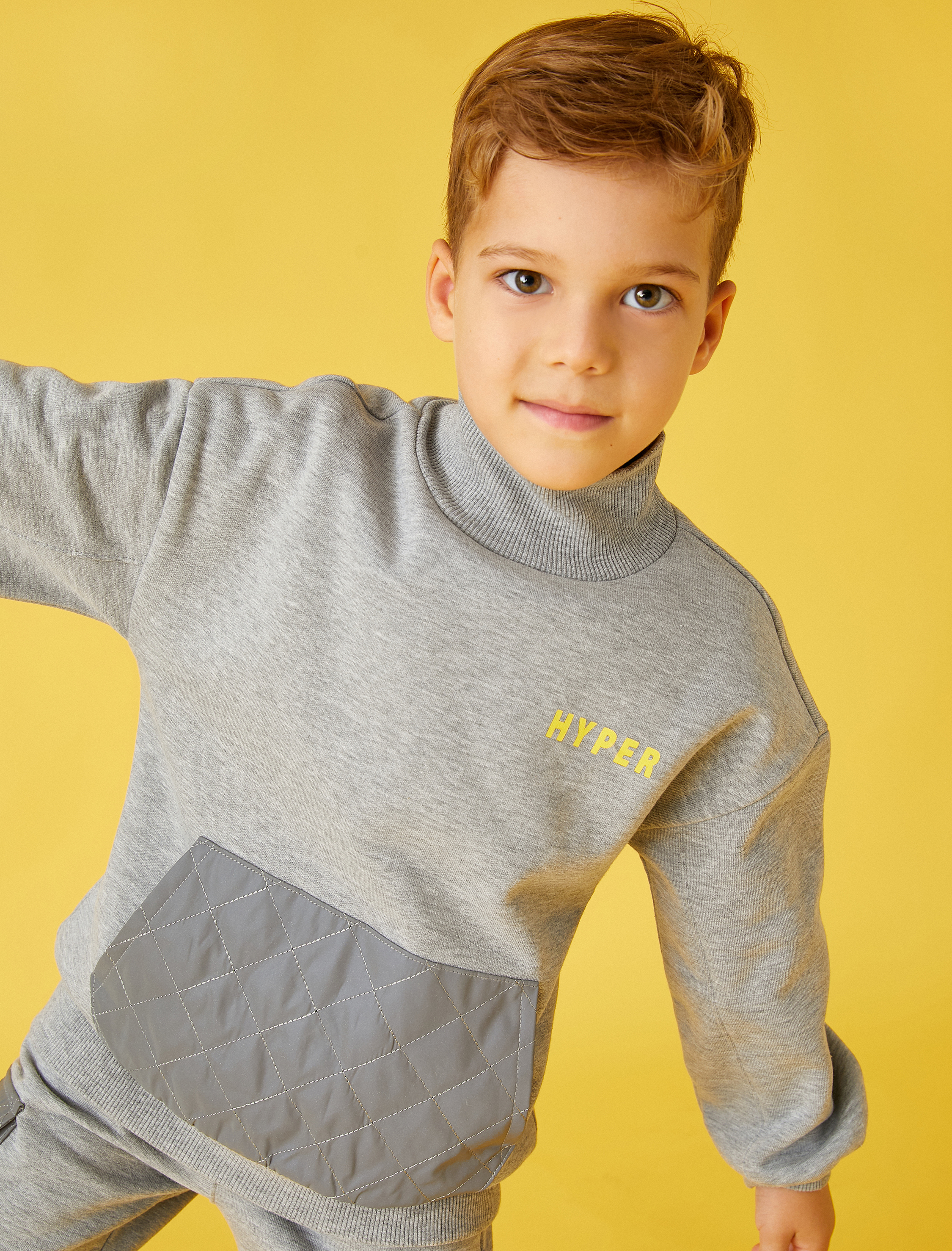 Erkek Çocuk Yarım Balıkçı Yaka Sweatshirt Kapitone Kanguru Cep Detaylı