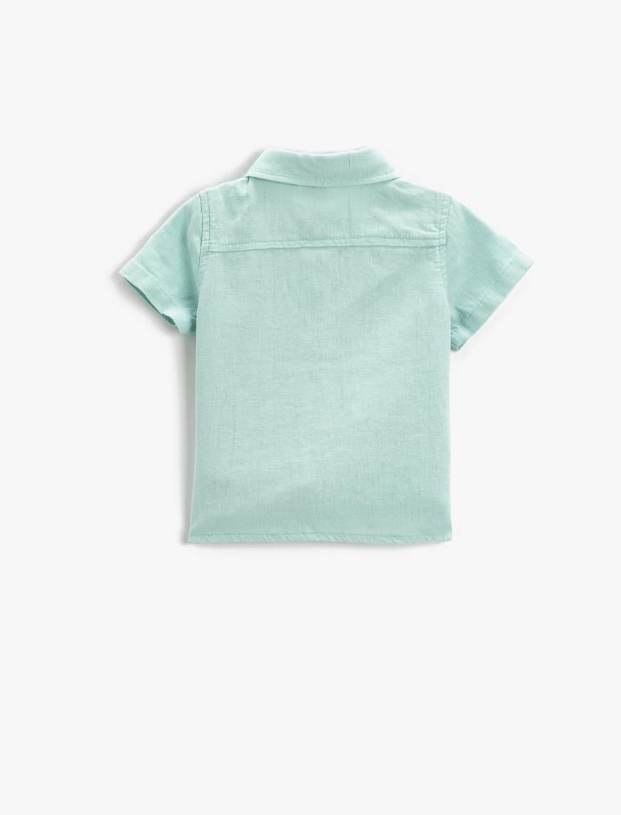 Erkek Bebek Keten Karışımlı Kısa Kollu Gömlek