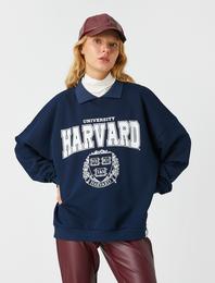 Oversize Kolej Sweatshirt Harvard Lisanslı