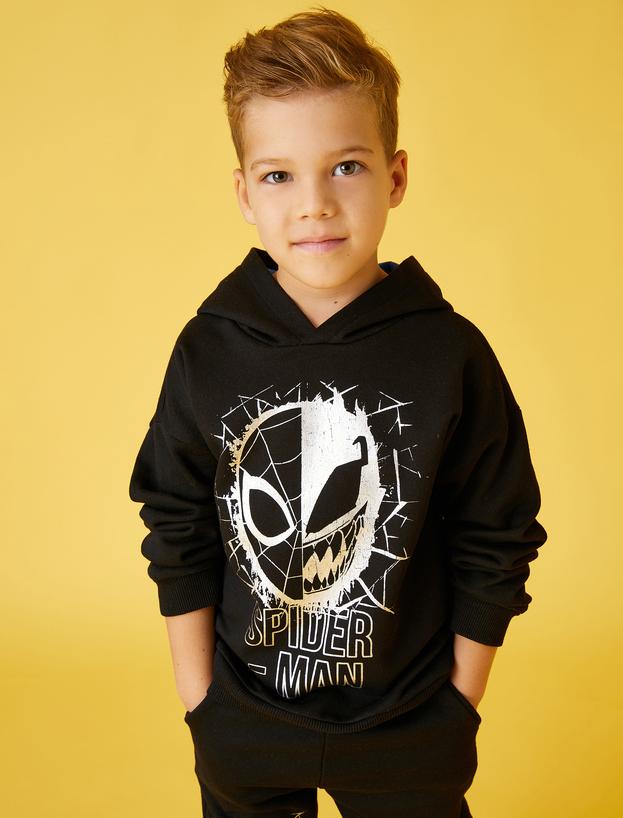  Erkek Çocuk Spider-Man Baskılı Lisanslı Kapüşonlu Sweatshirt