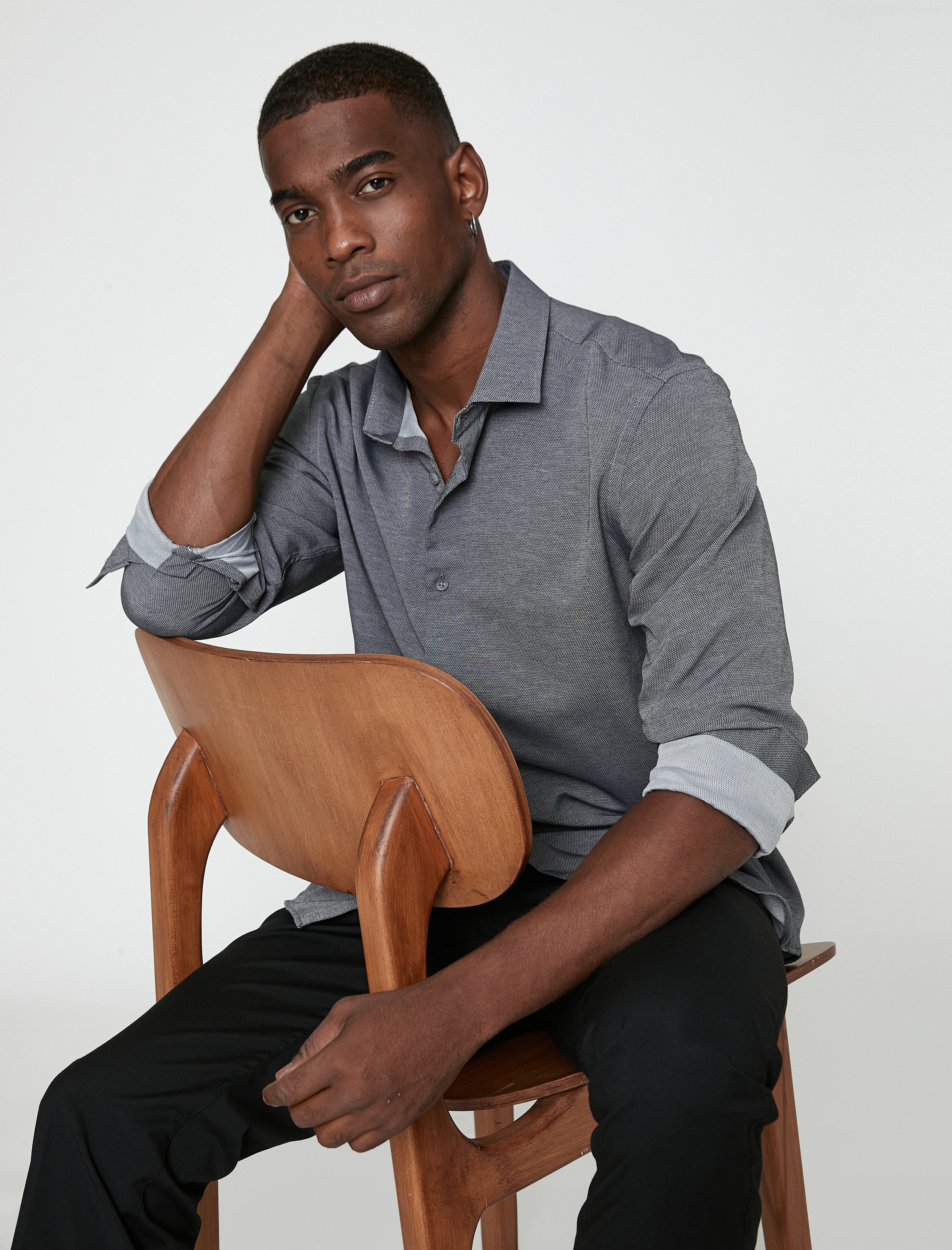   Basic Gömlek Klasik Manşet Yaka Uzun Kollu Non Iron