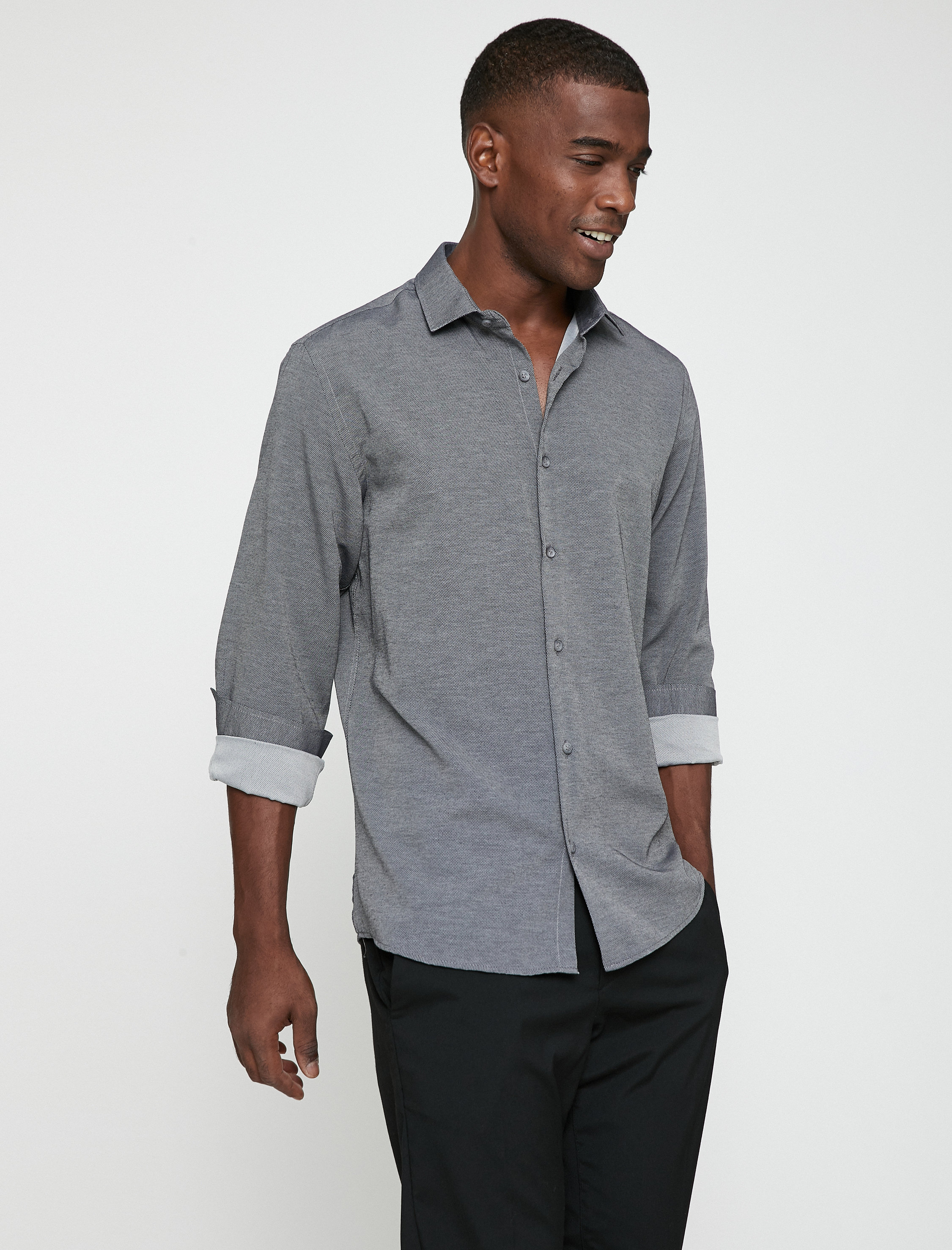   Basic Gömlek Klasik Manşet Yaka Uzun Kollu Non Iron