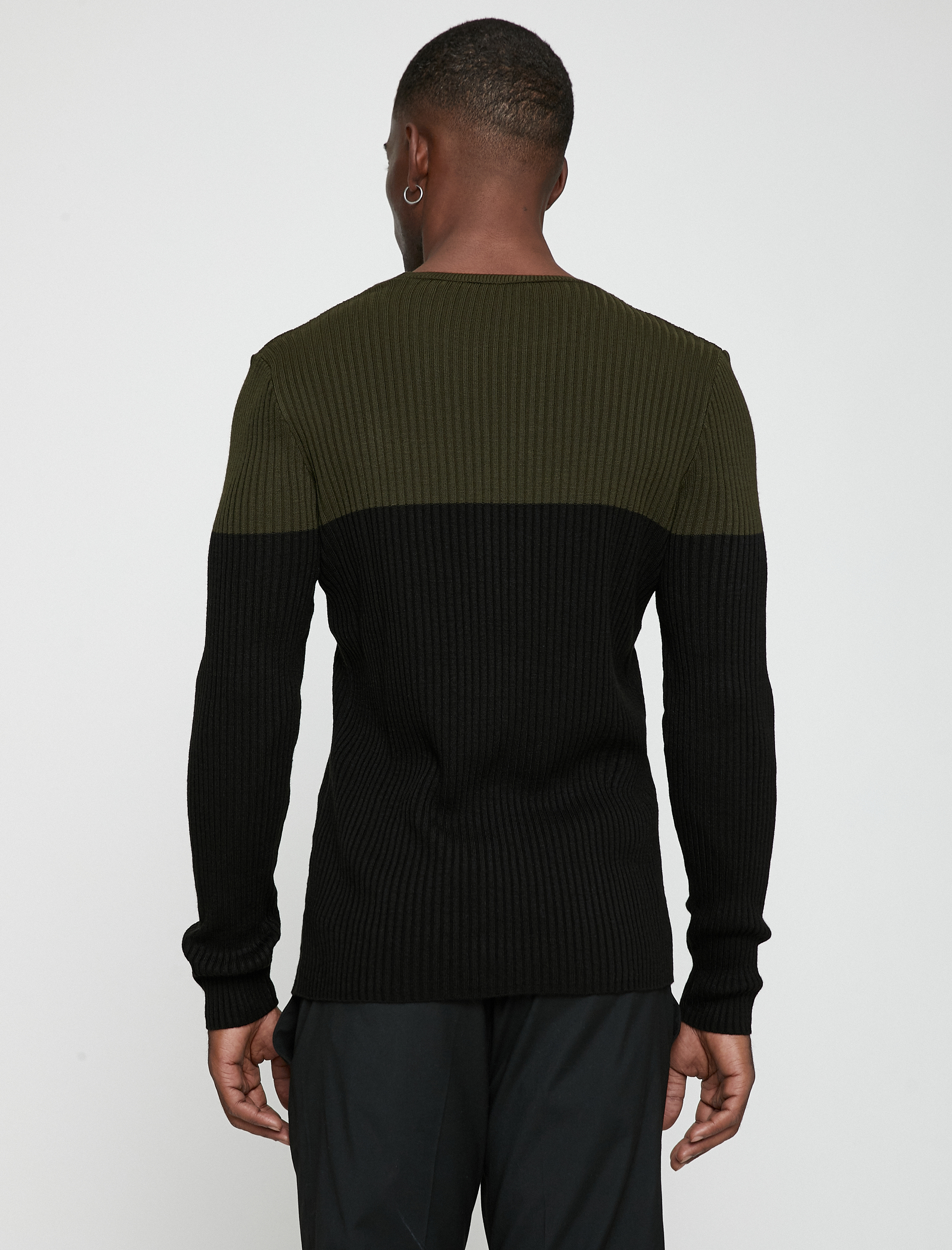   Basic Kazak Renk Bloklu Bisiklet Yaka