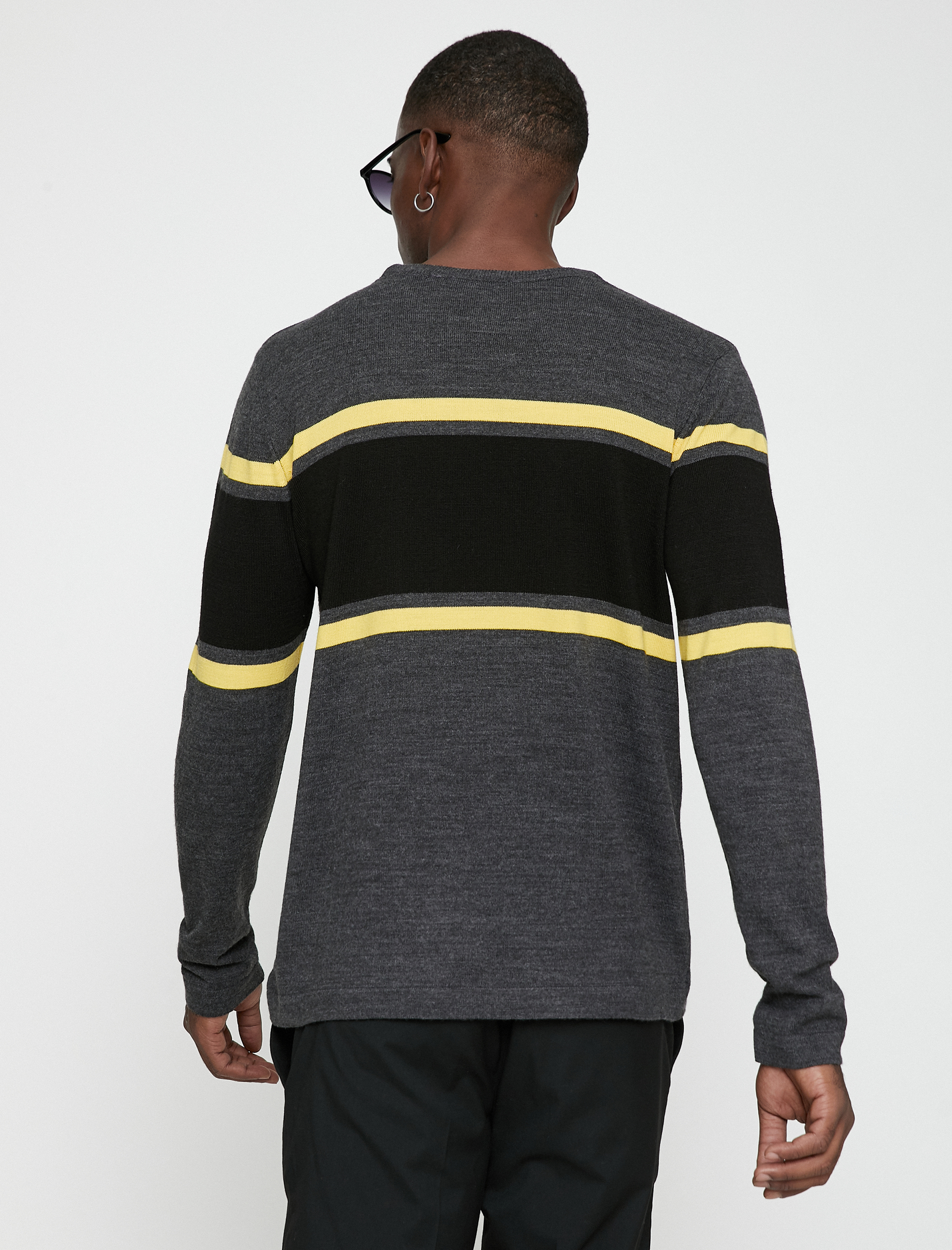   Basic Kazak Renk Bloklu Bisiklet Yaka