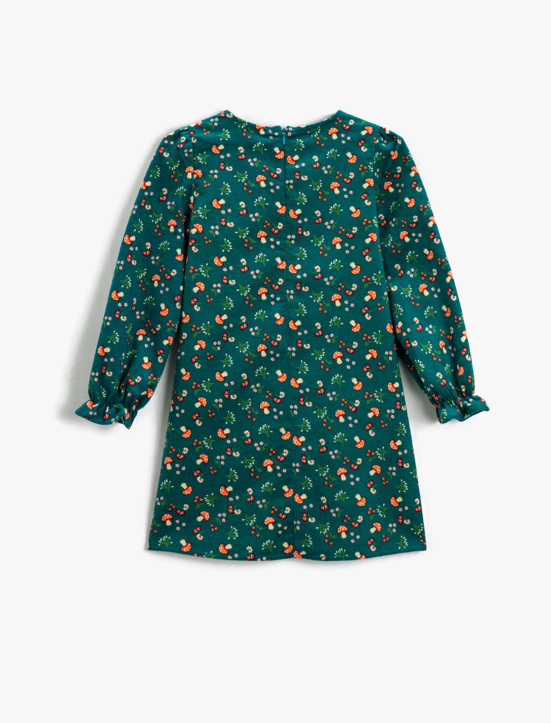  Kız Çocuk Çiçekli Pamuklu Elbise Uzun Kollu Bisiklet Yaka