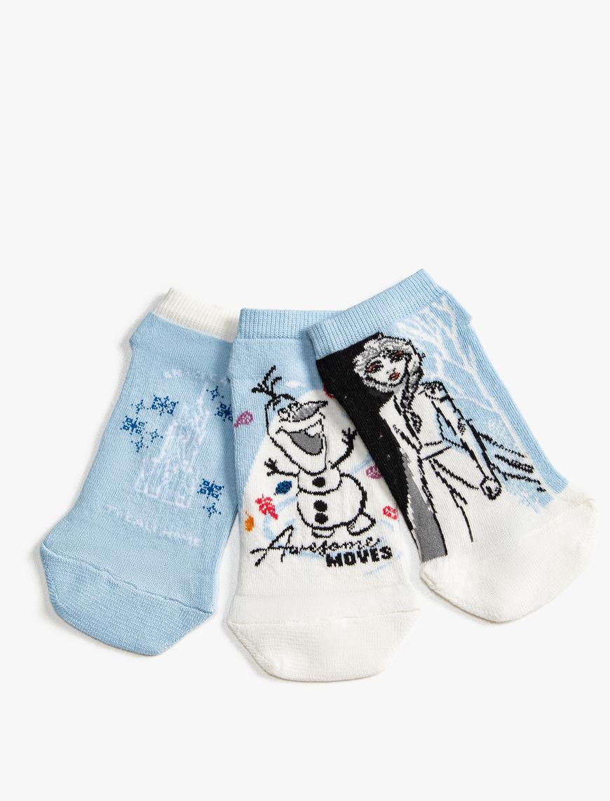  Kız Çocuk 3'lü Frozen Baskılı Çorap Seti Lisanslı