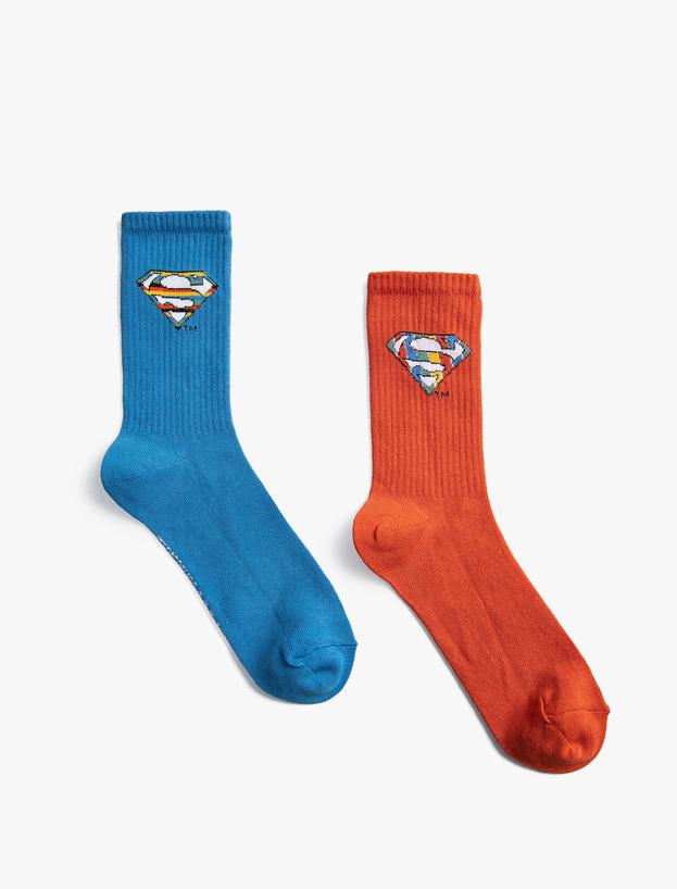 Erkek Çocuk 2'li Superman Baskılı Çorap Seti Lisanslı