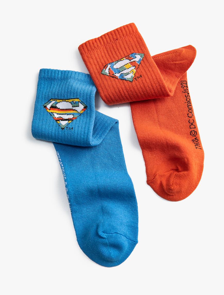  Erkek Çocuk 2'li Superman Baskılı Çorap Seti Lisanslı