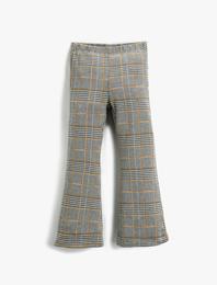 Basic İspanyol Paça Pantolon Ekose