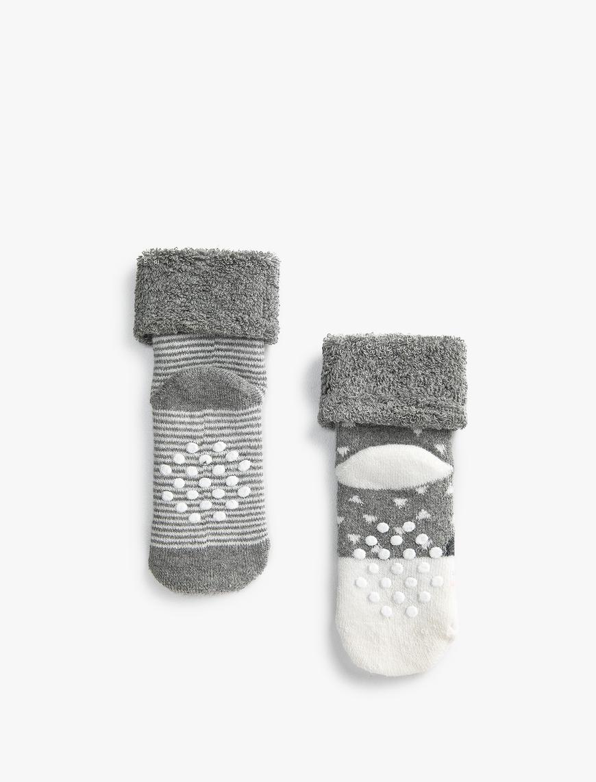  Kız Bebek 2’li Desenli Çorap