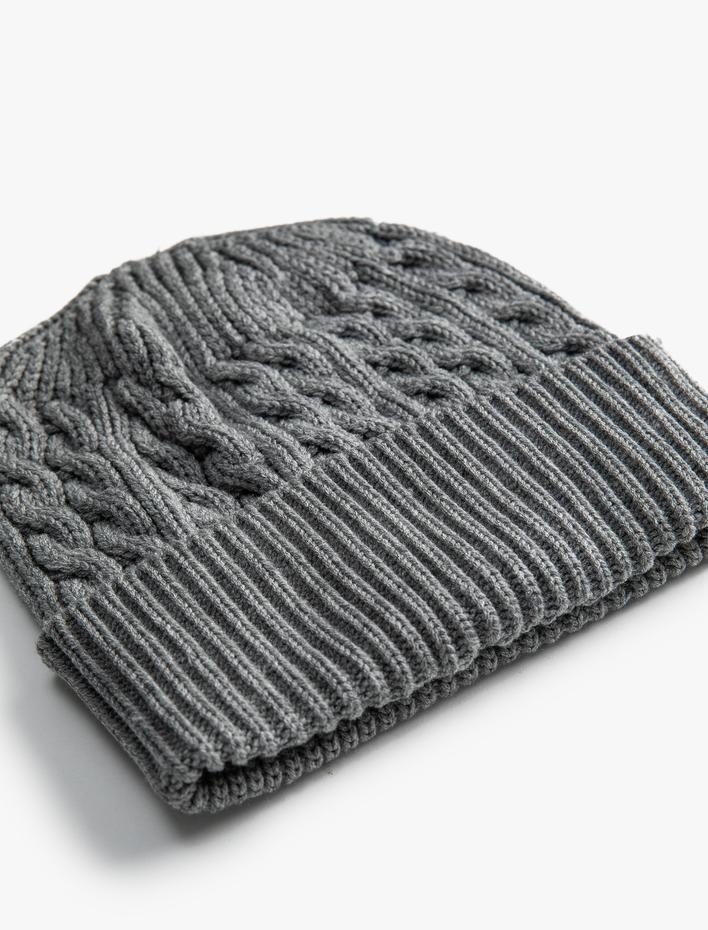 Erkek Basic Örgü Bere Katlama Detaylı