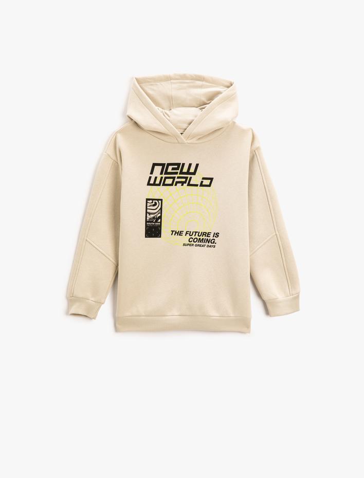 Erkek Çocuk Baskılı Kapüşonlu Sweatshirt