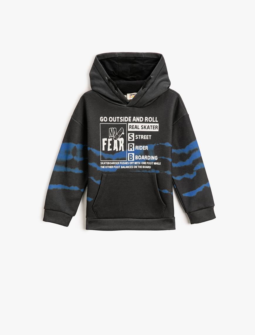  Erkek Çocuk Cepli Kapüşonlu Sweatshirt Baskılı