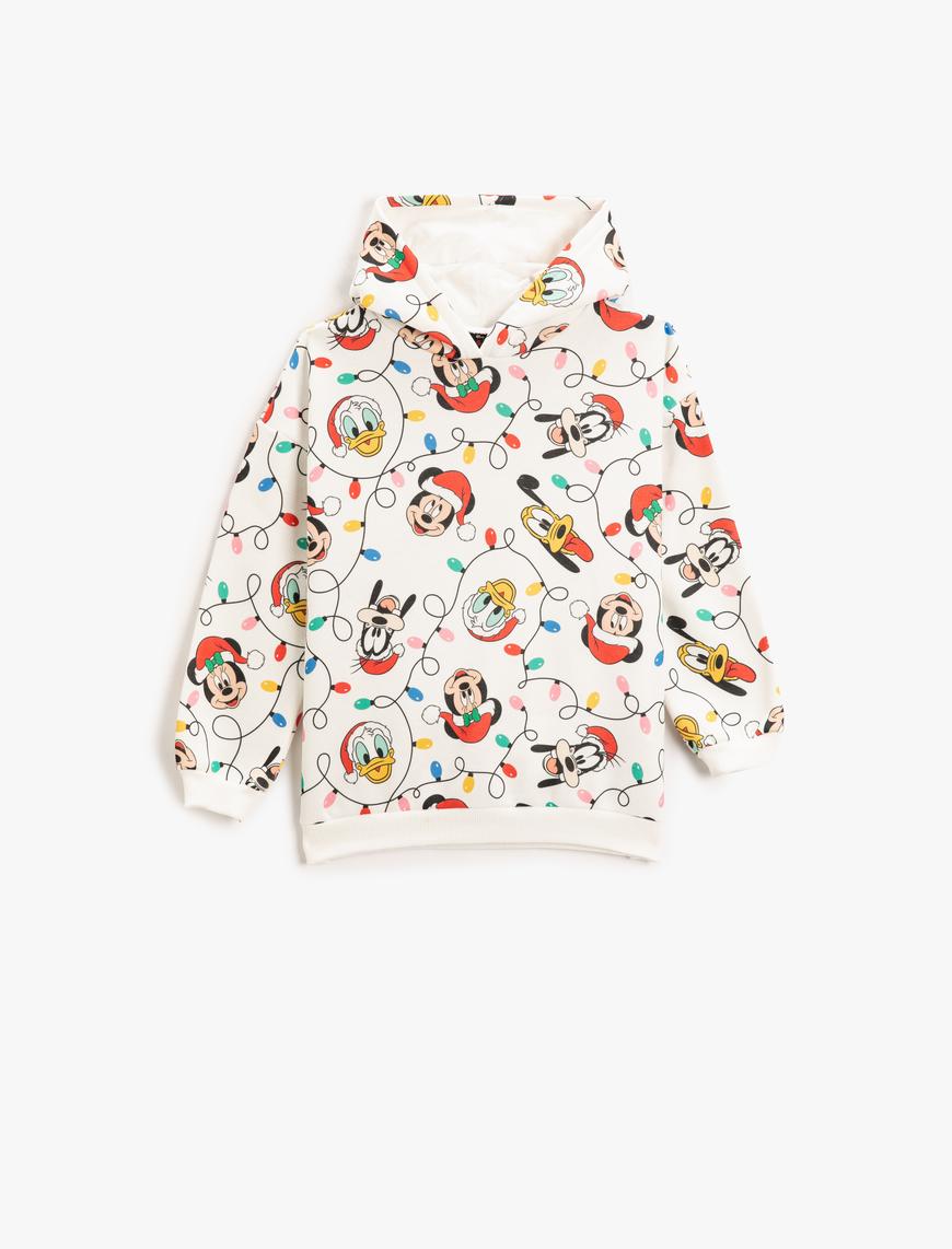  Kız Çocuk Mickey Mouse Baskılı Kapüşonlu Sweatshirt Lisanslı