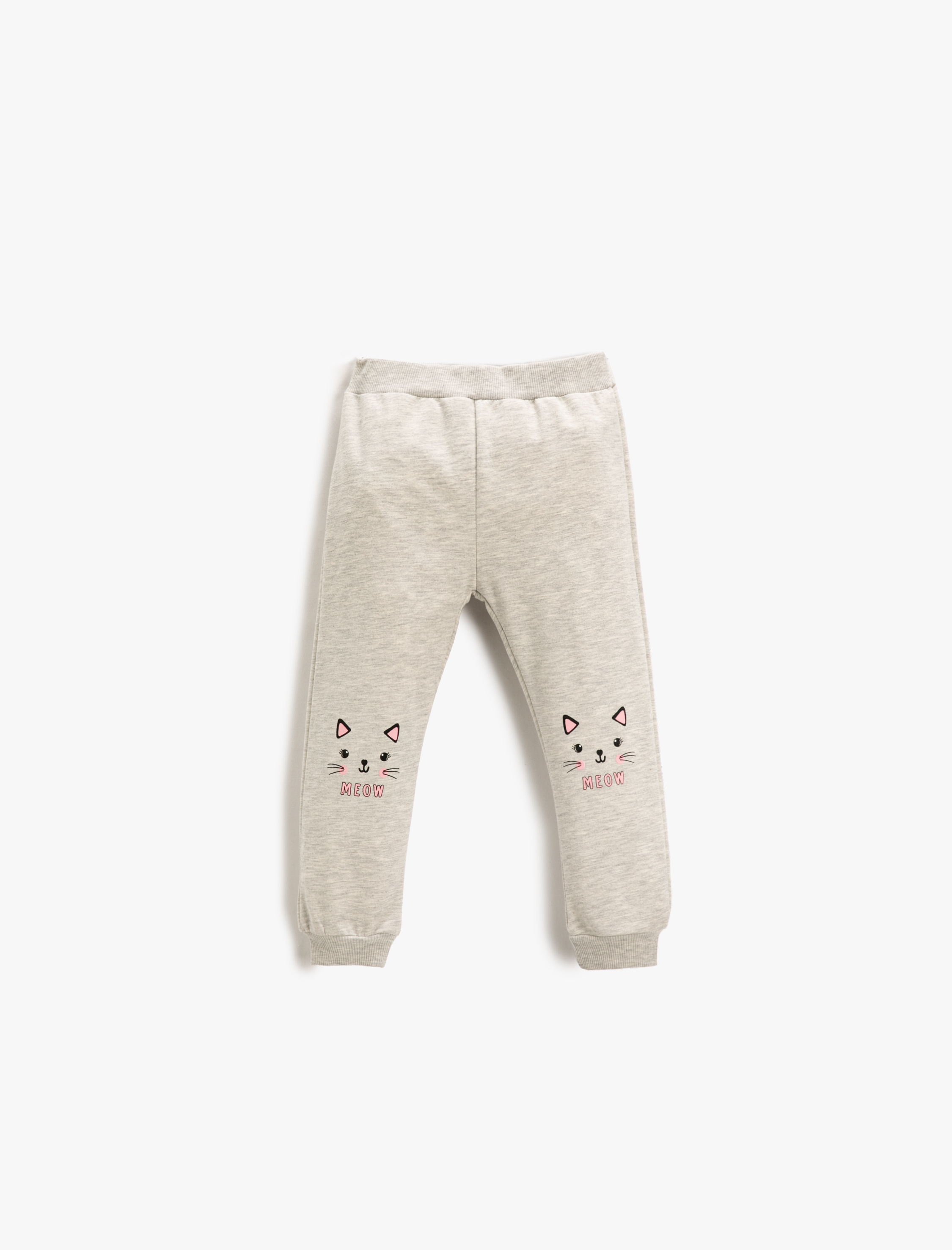  Kız Bebek Kedi Baskılı Eşofman Altı Beli Lastikli