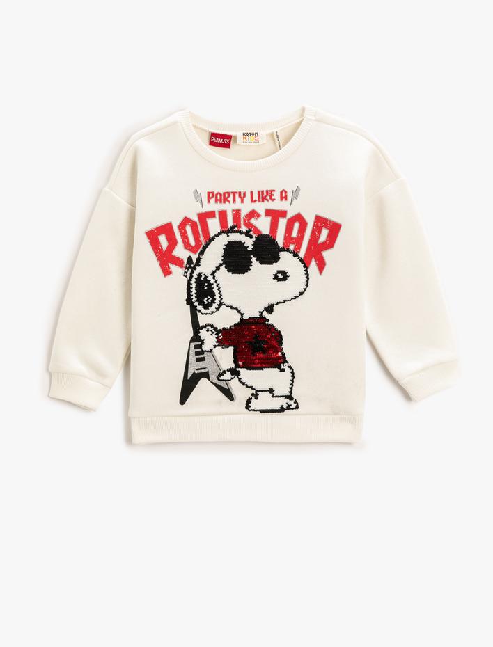 Kız Çocuk Snoopy Baskılı Lisanslı Sweatshirt