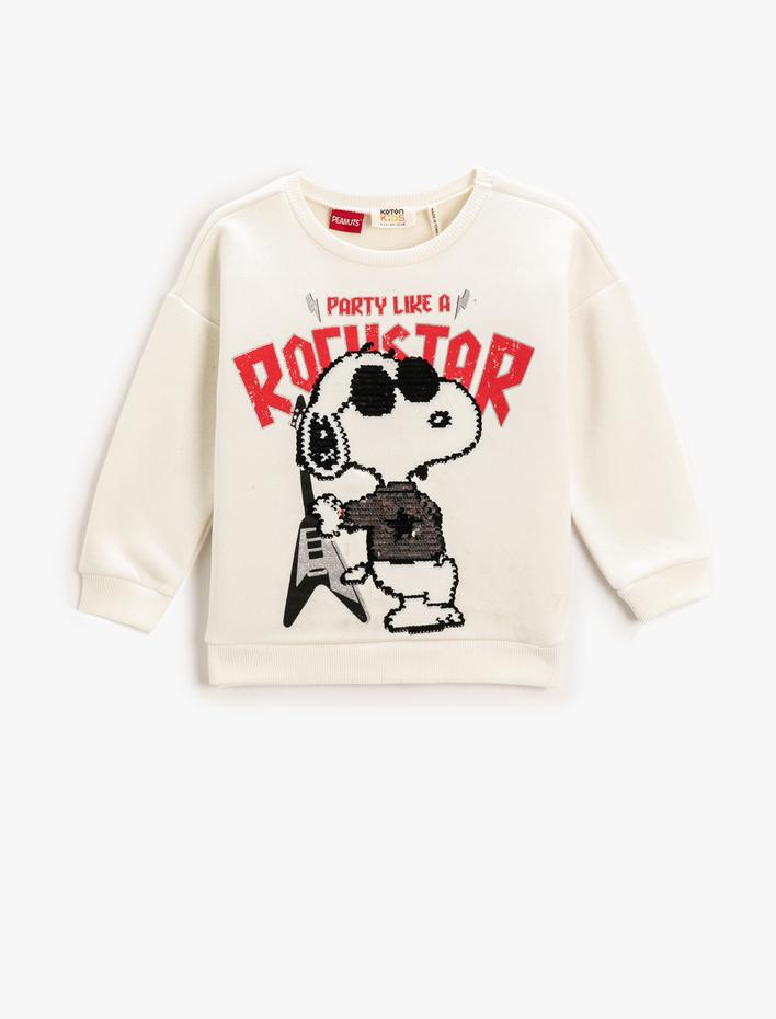 Kız Çocuk Snoopy Baskılı Lisanslı Sweatshirt