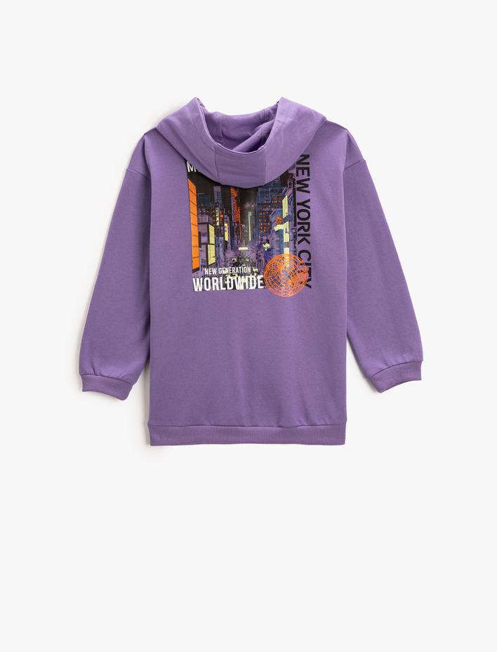 Erkek Çocuk Arkası Baskılı Kapüşonlu Sweatshirt