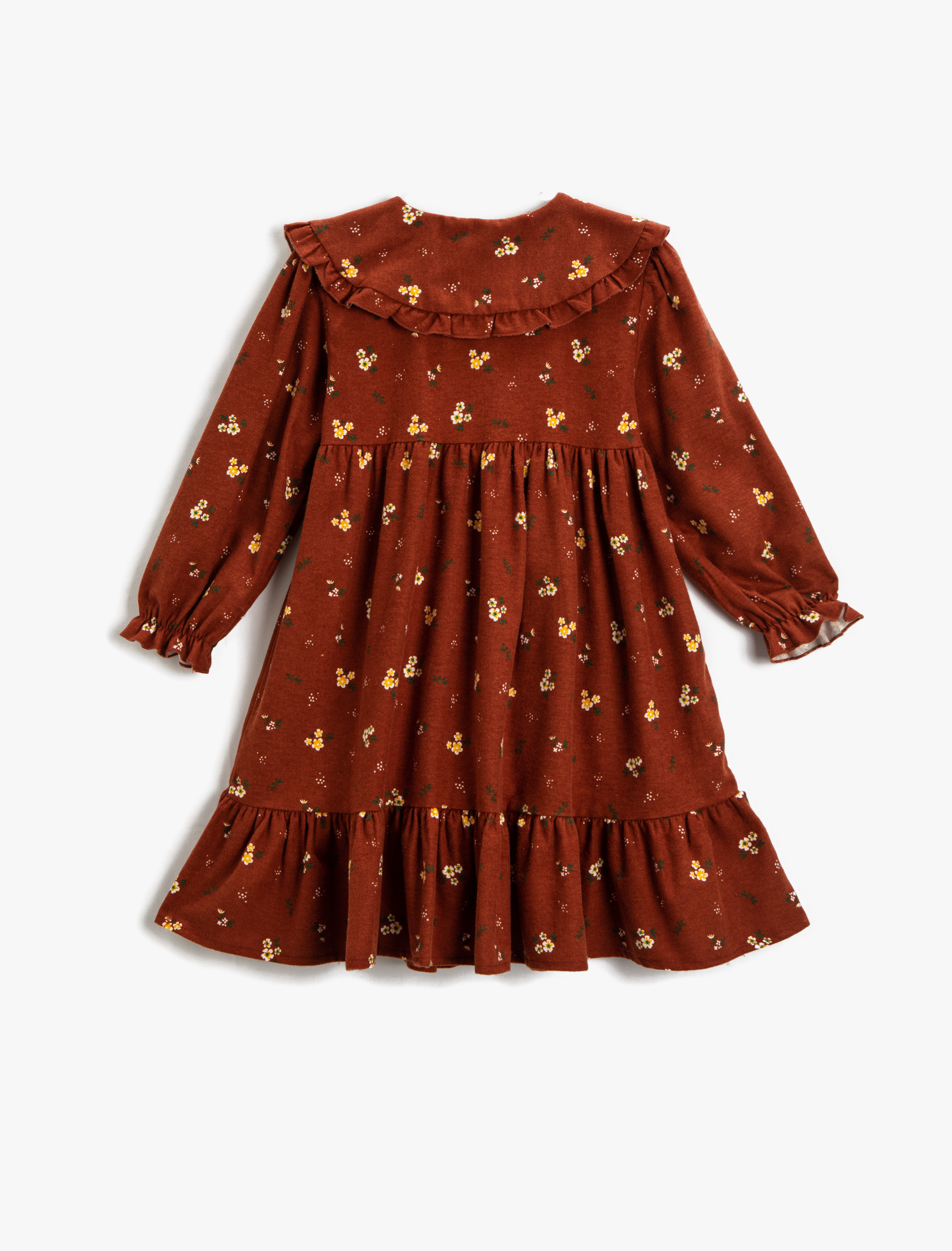  Kız Çocuk Çiçekli Elbise Uzun Kollu Pamuklu