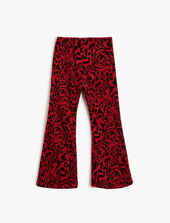 Kız Çocuk İspanyol Paça Pantolon Soyut Desenli