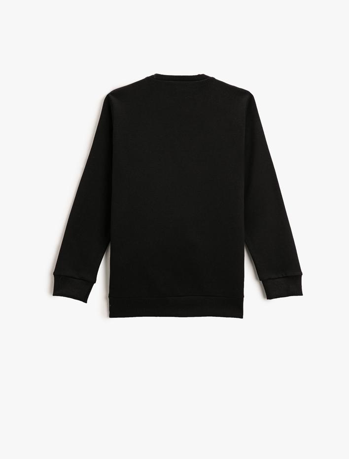 Erkek Çocuk Dinozor Baskılı Sweatshirt Bisiklet Yaka