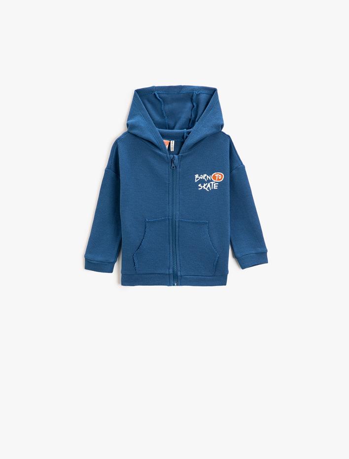 Erkek Bebek Fermuarlı Kapüşonlu Sweatshirt