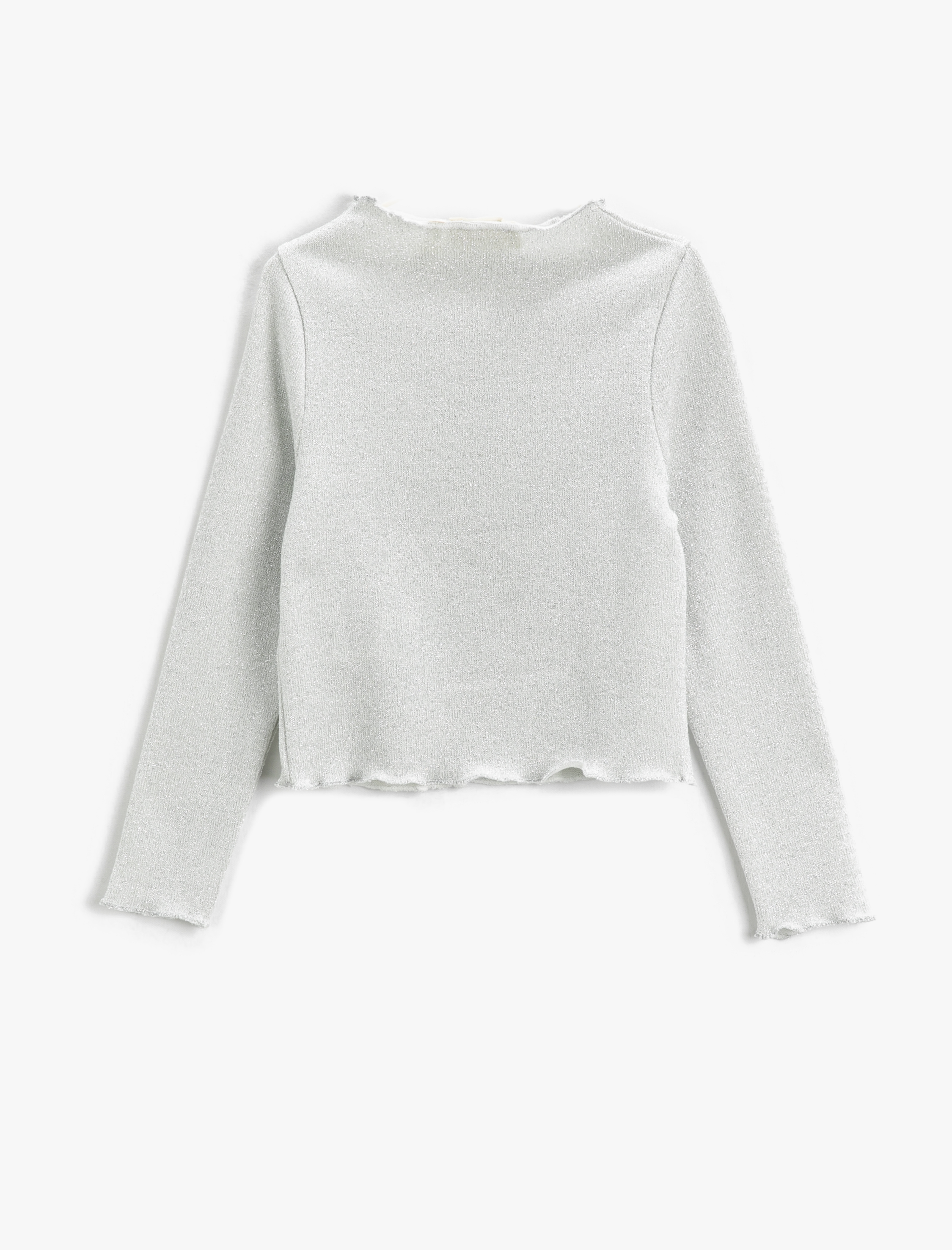  Kız Çocuk Basic Dik Yaka Uzun Kollu Tişört Parçalı