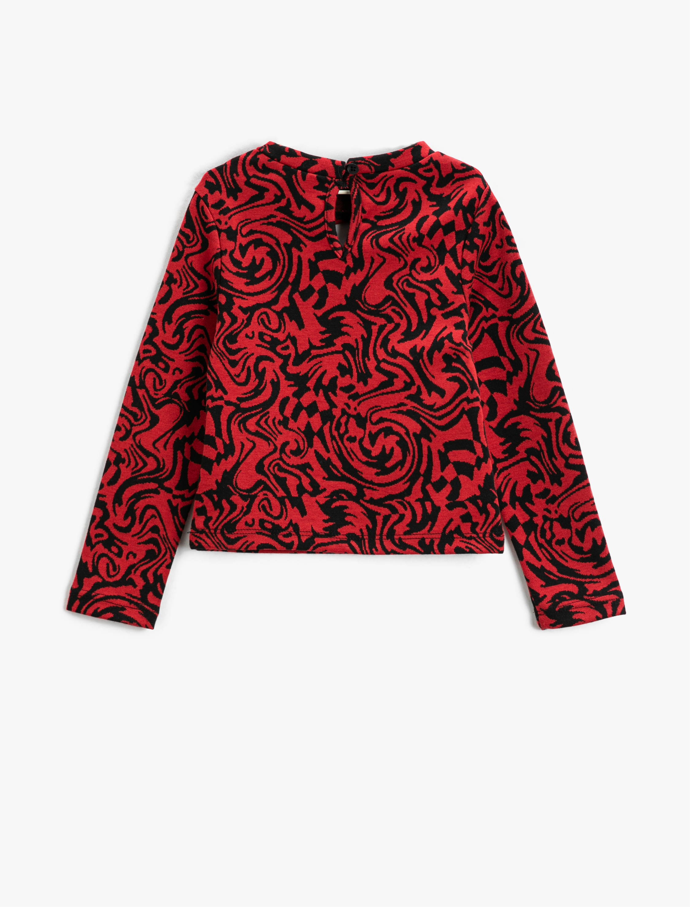  Kız Çocuk Pencere Detaylı Tişört Uzun Kollu