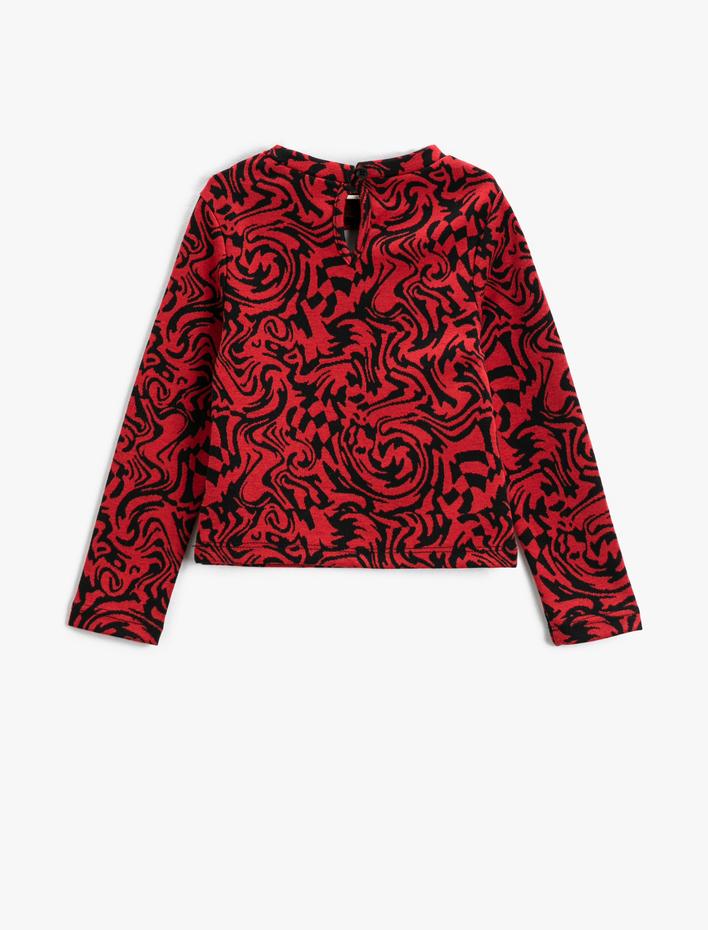 Kız Çocuk Pencere Detaylı Tişört Uzun Kollu