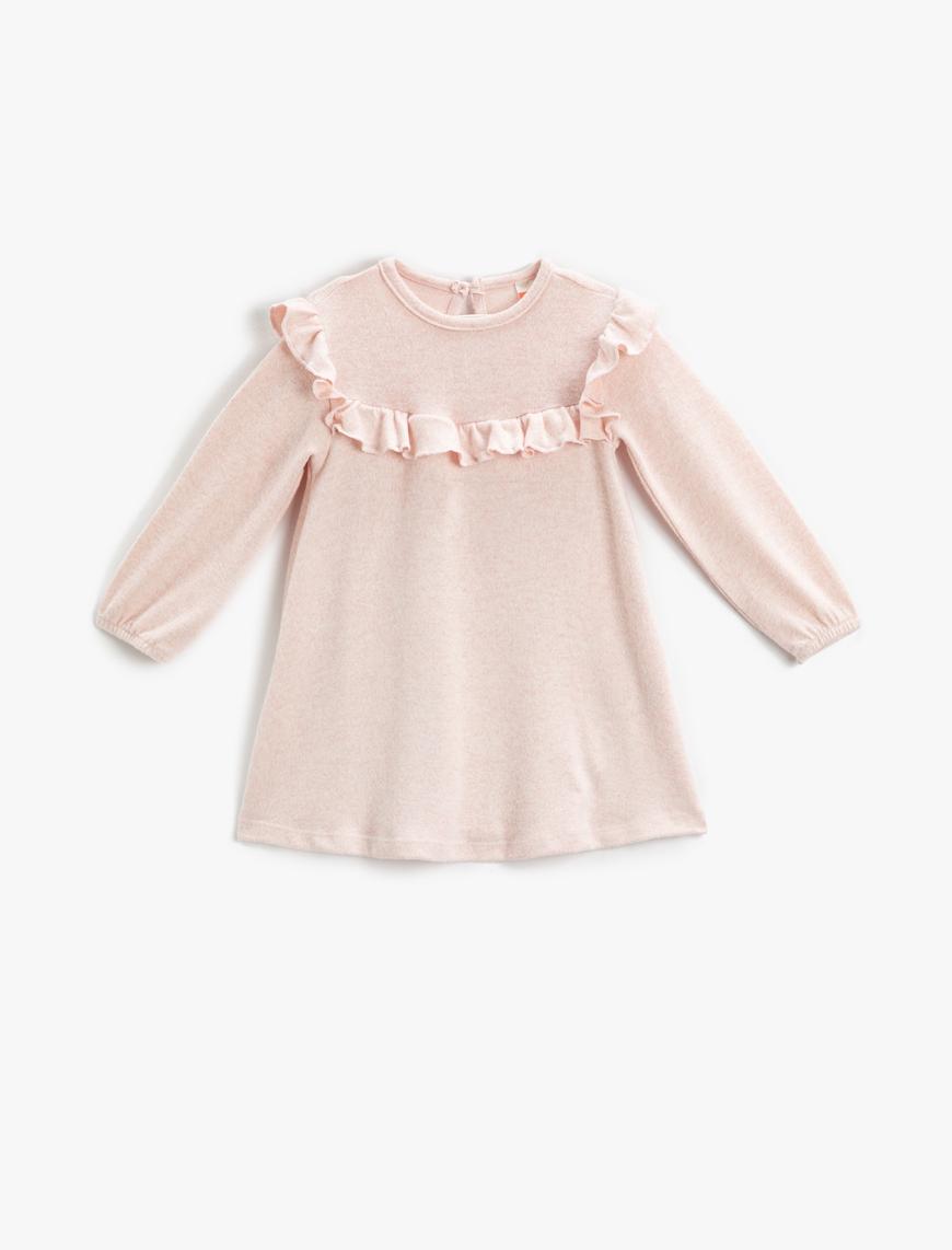  Kız Bebek Fırfırlı Triko Elbise