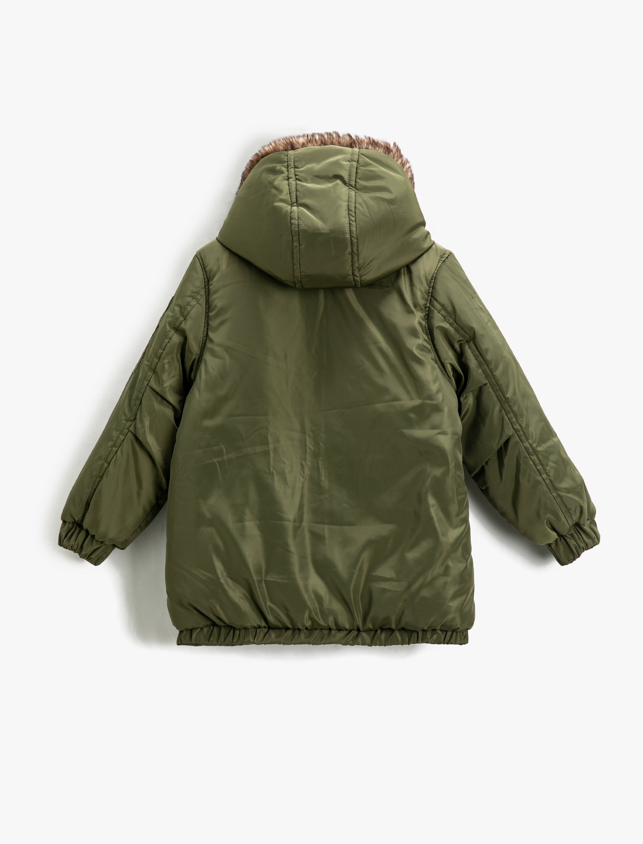 Erkek Çocuk Parka Suni Kürk Detaylı Kapüşonlu