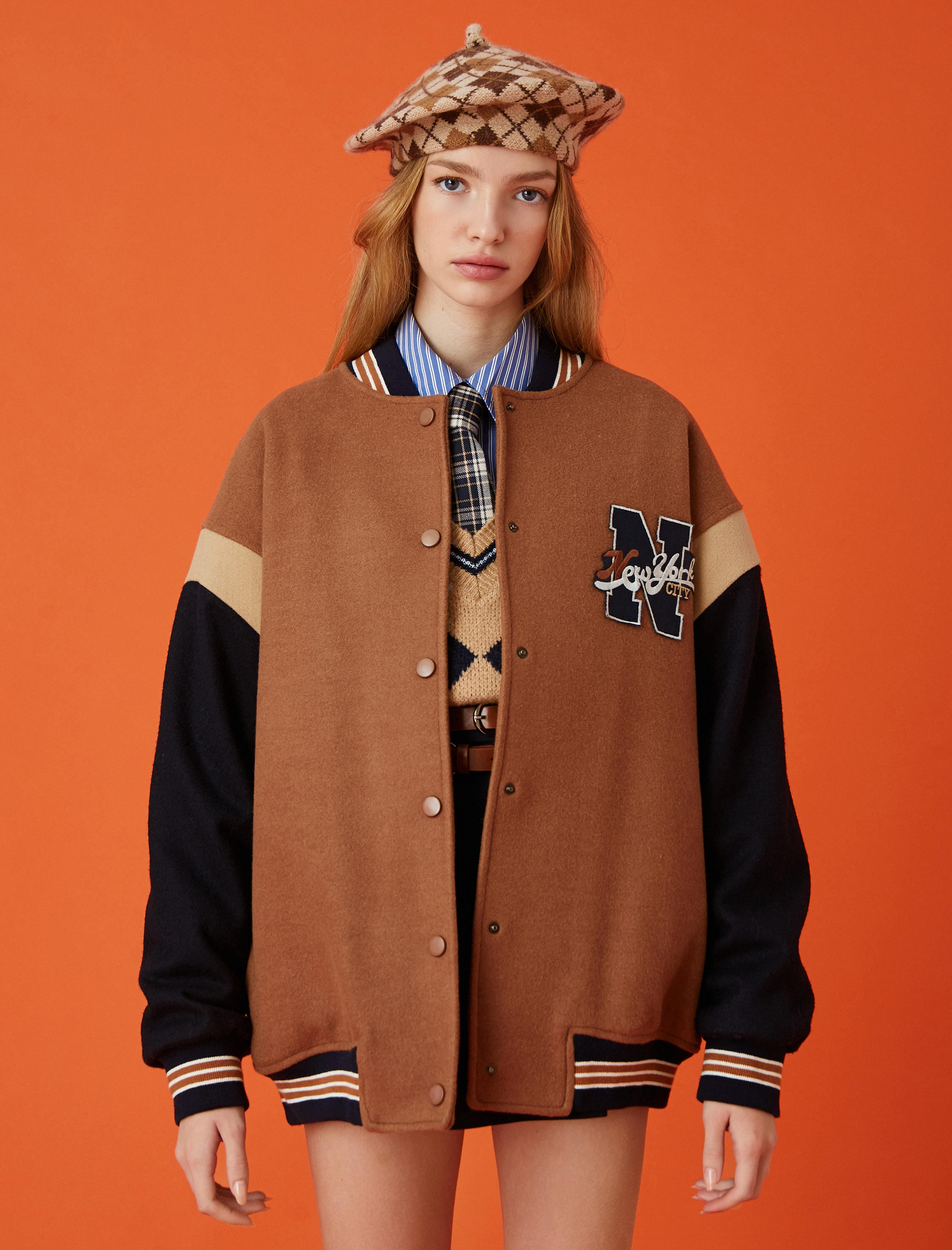   Kolej Ceket Renk Bloklu Yünlü