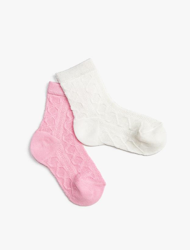  Kız Bebek 2’li Dokulu Basic Çorap
