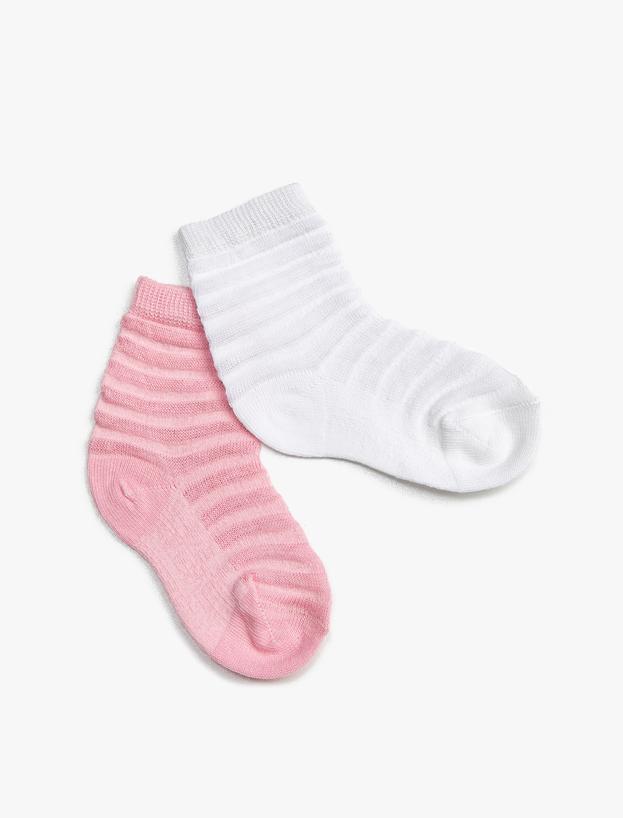  Kız Bebek 2’li Dokulu Basic Çorap