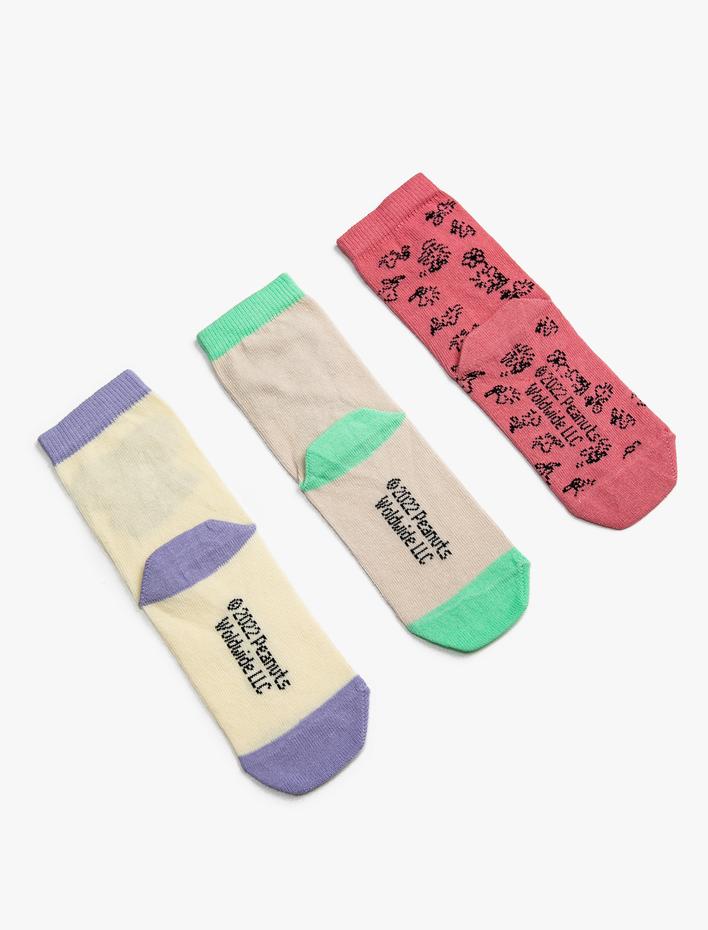 Kız Çocuk 3’lü Snoopy Baskılı Çorap Seti Lisanslı