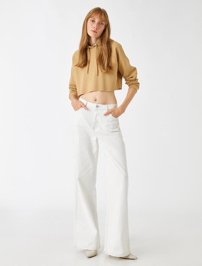 Crop Sweatshirt Kapüşonlu
