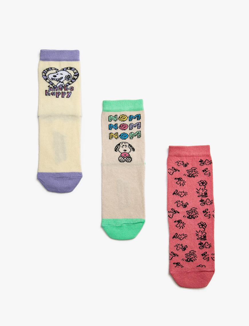  Kız Çocuk 3’lü Snoopy Baskılı Çorap Seti Lisanslı