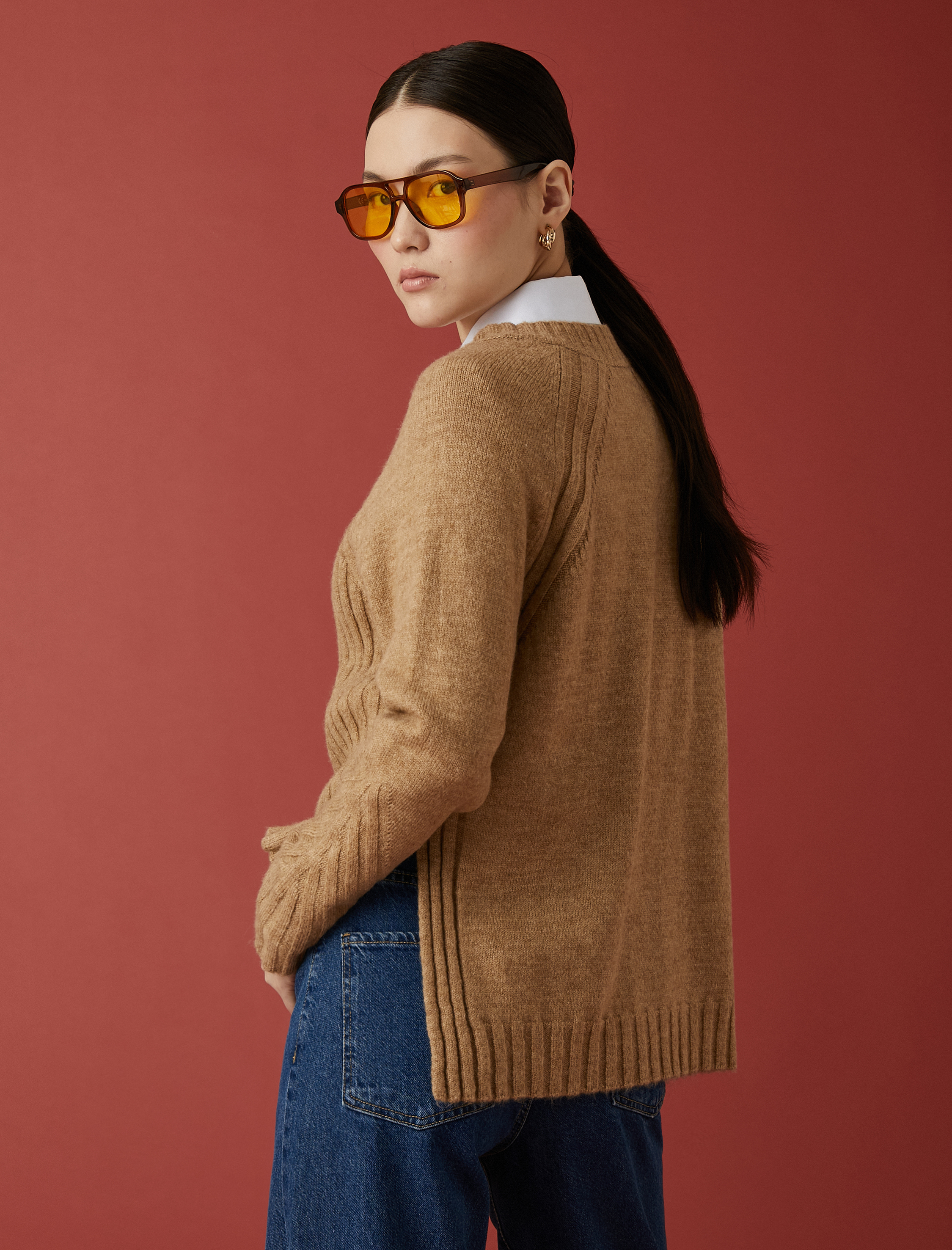   Örgü Kazak Bisiklet Yaka Uzun Kollu