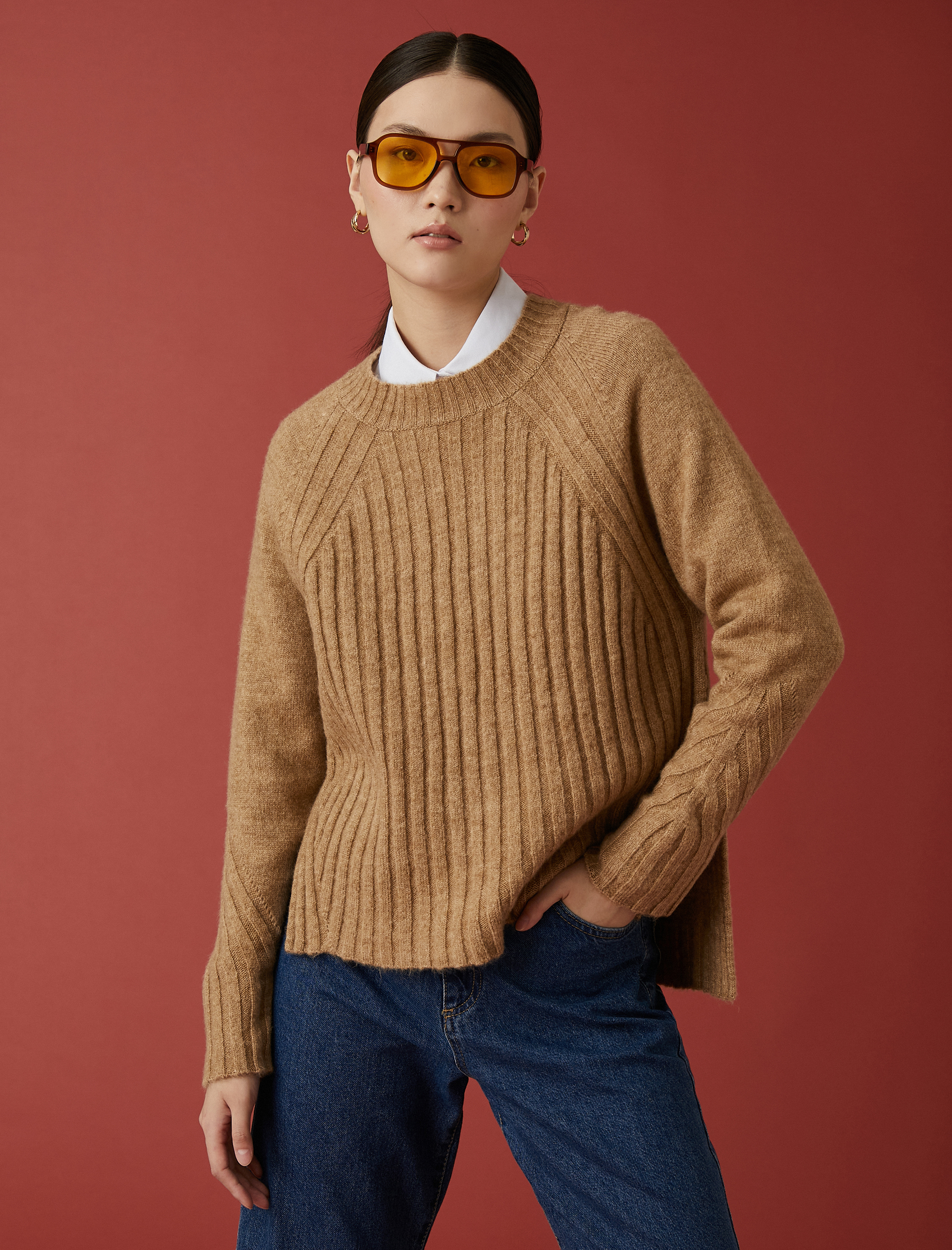   Örgü Kazak Bisiklet Yaka Uzun Kollu