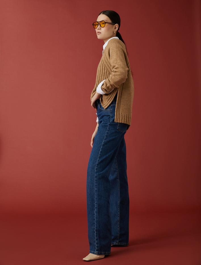  Örgü Kazak Bisiklet Yaka Uzun Kollu