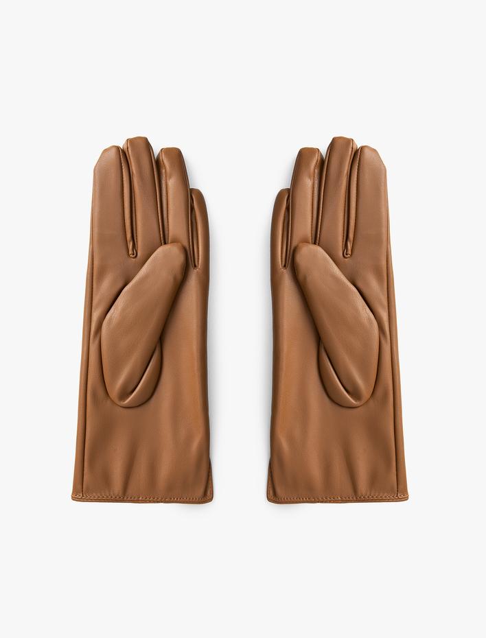 Kadın Suni Deri Eldiven İçi Peluş Astarlı