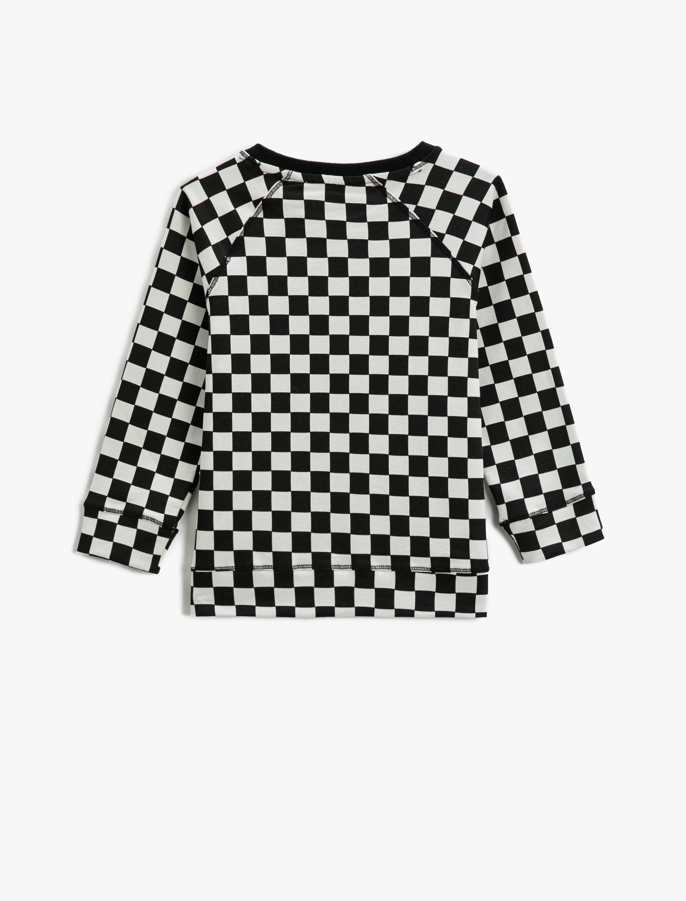  Erkek Çocuk Kareli Baskılı Uzun Kollu Tişört Bisiklet Yaka