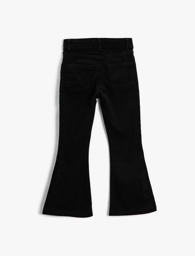  Kız Çocuk İspanyol Paça Kot Pantolon Yırtmaç Detaylı - Flare Jean