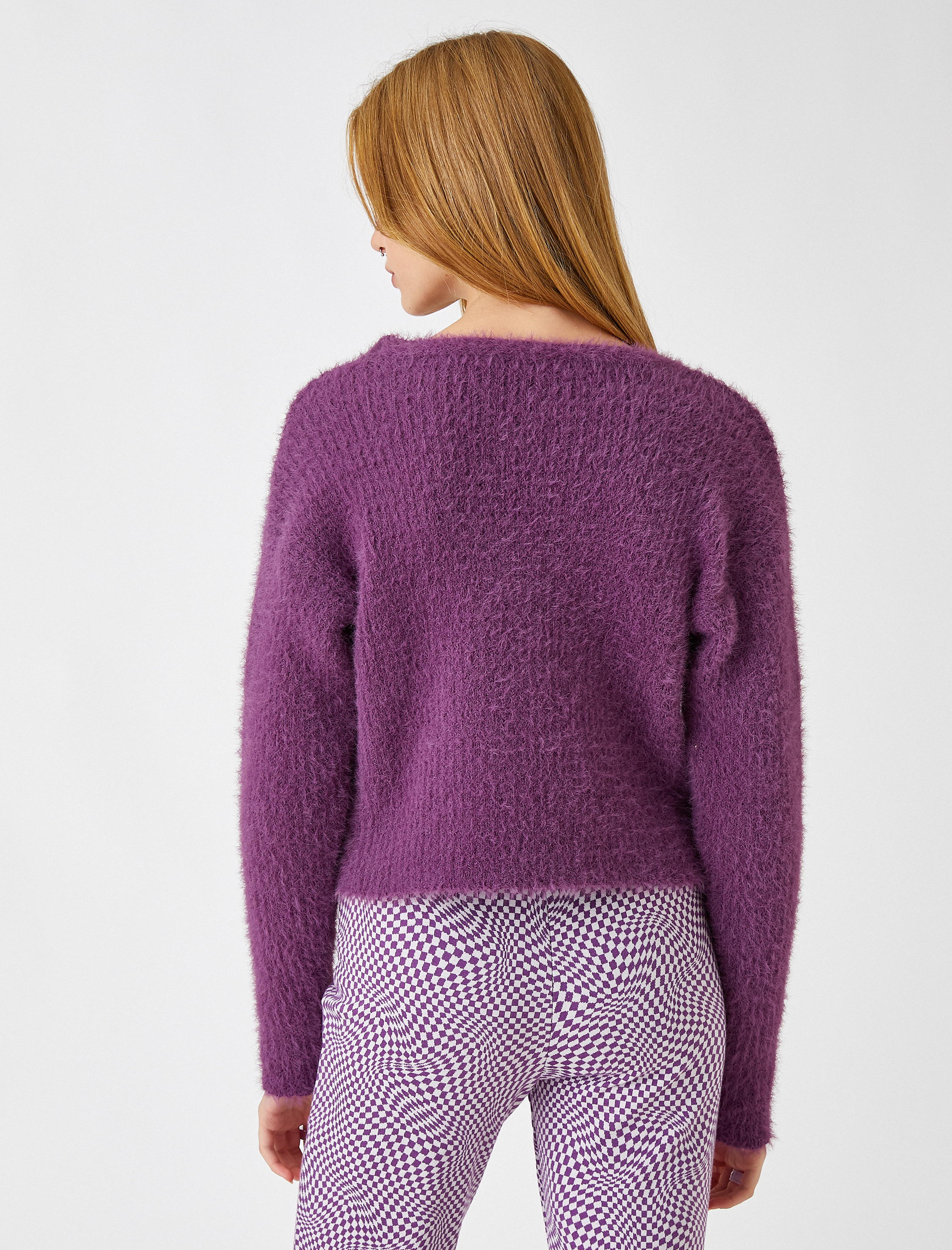   Crop Hırka V Yaka Uzun Kollu