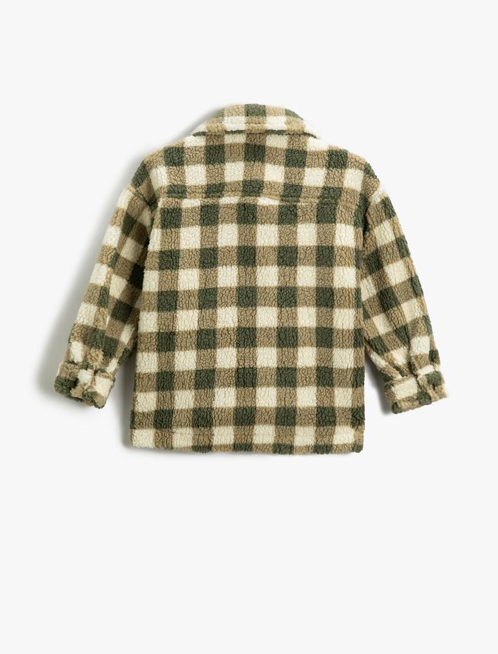 Erkek Çocuk Ekose Peluş Gömlek Ceket Cepli