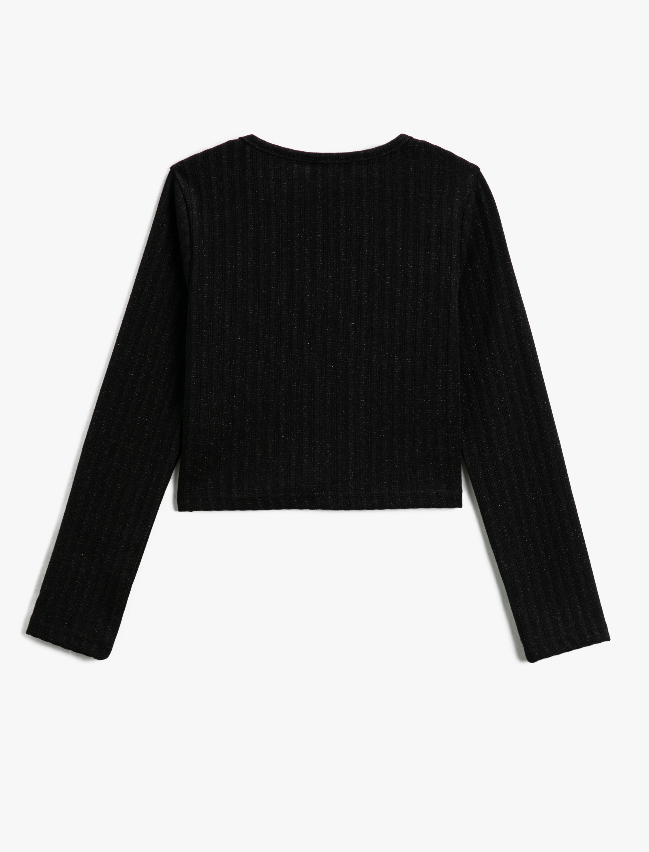  Kız Çocuk Crop Tişört Pencere Detaylı Uzun Kollu