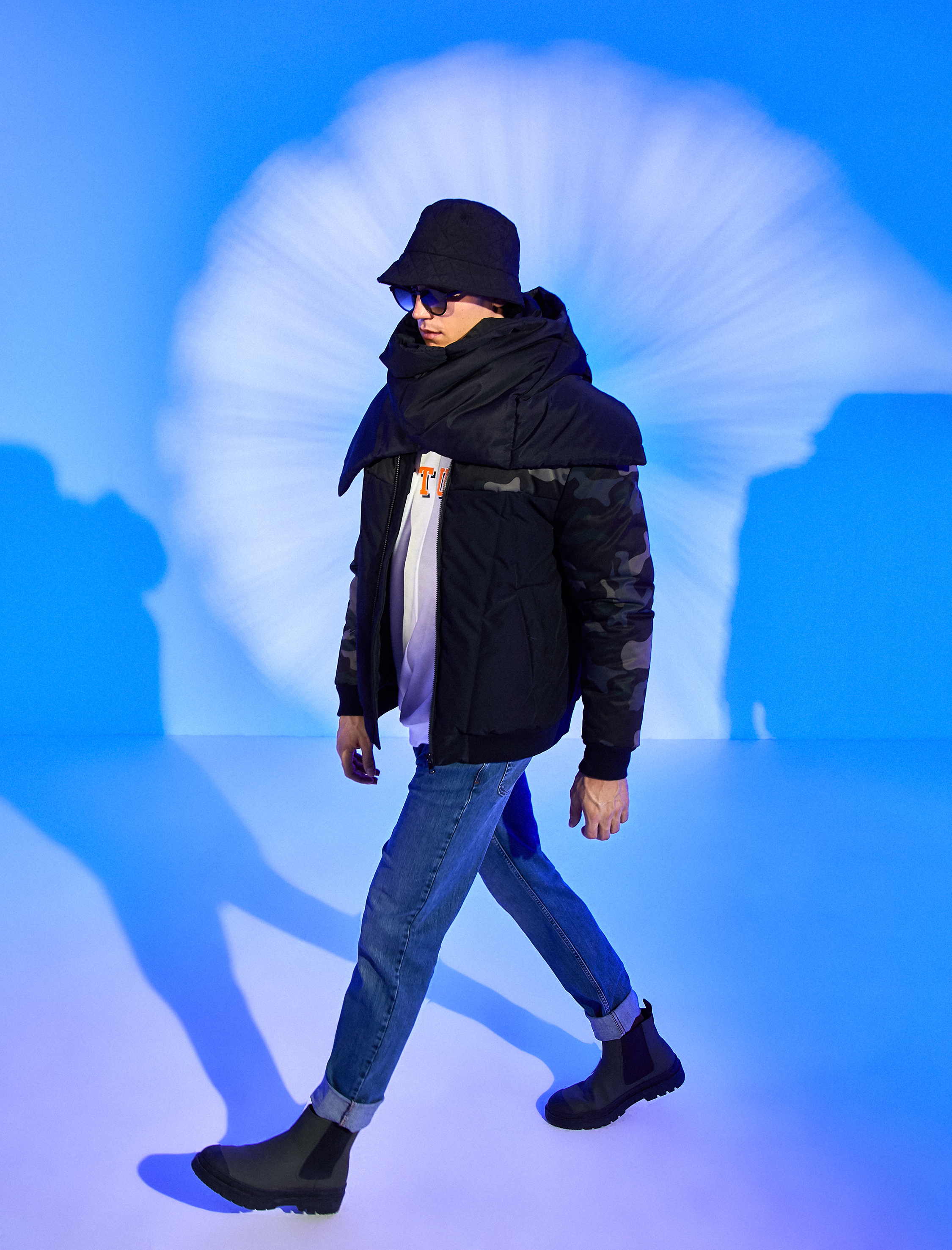   Kapşonlu Anorak Mont Kamuflaj Baskılı