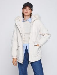 Kapüşonlu Anorak Cepli Fermuarlı Çıkarılabilir Peluş Yaka