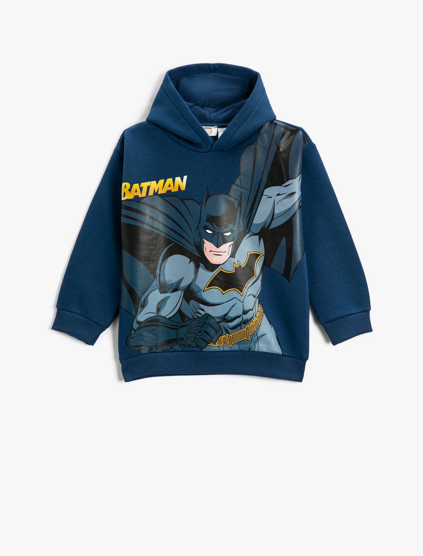  Erkek Çocuk Batman Kapüşonlu Sweatshirt Baskılı Lisanslı